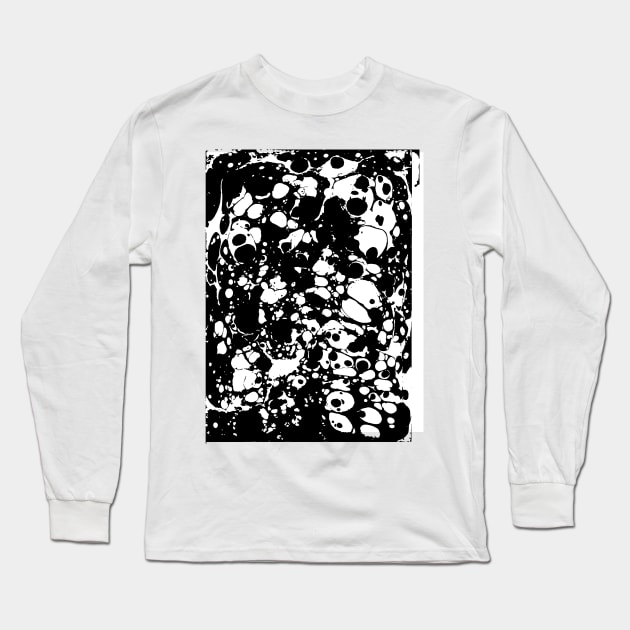 Black and White Ink Paint Spill Long Sleeve T-Shirt by fivemmPaper